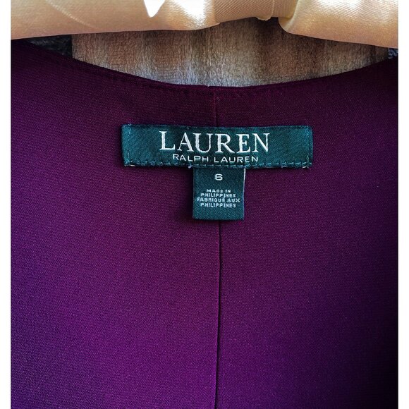 Ralph Lauren Maxi Formal Flutter Sleeve Dress Purple 6 - Picture 2 of 8